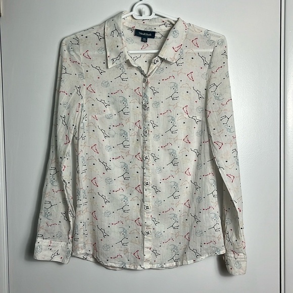 ModCloth Zodiac Sign Button Down Lightweight Novelty Print Shirt Size XS - Picture 1 of 16